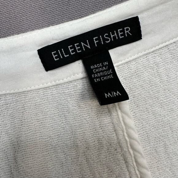 Eileen Fisher Unstructured Open Front Jacket in White Cotton/Rayon Size Medium - Picture 3 of 6